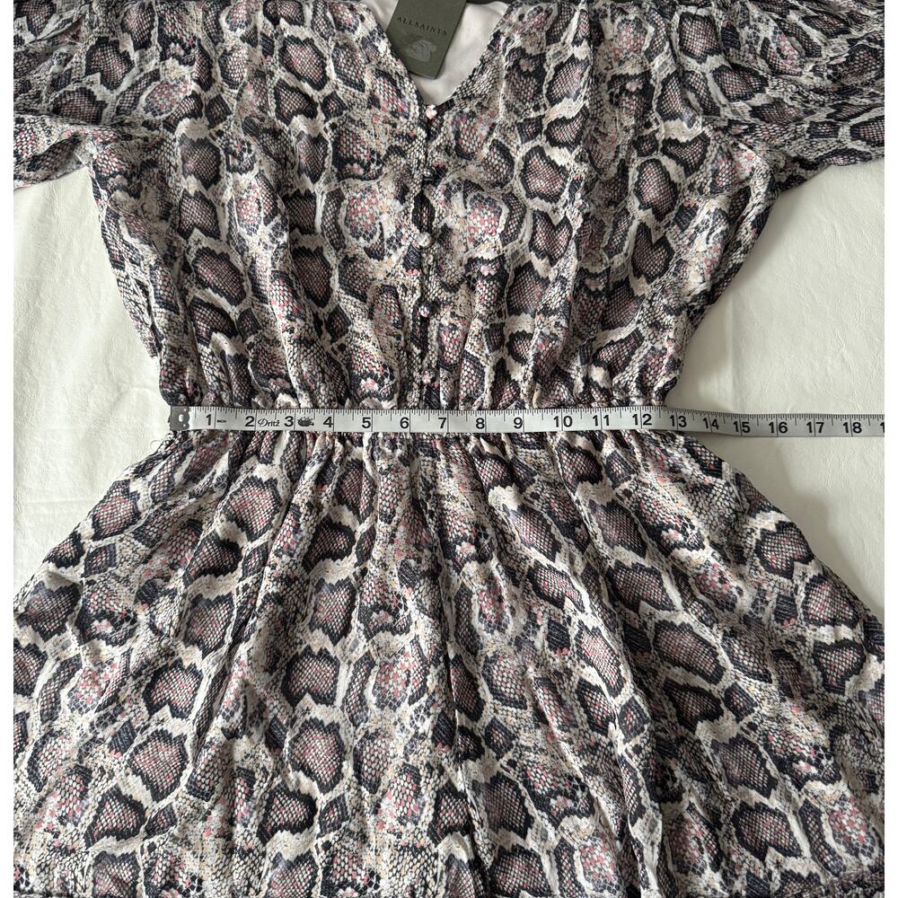 New AllSaints Kaylee Misra Snake Skin Print Playsuit In White Size 6 - Picture 8 of 8